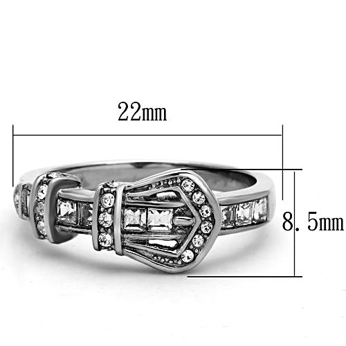 8X4 mm 316 Stainless Steel Clear CZ April BirthStone Lady Ring Size 5-10
