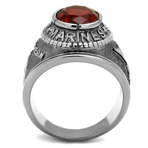 Men's US Marines Stainless Steel TK316 Red Oval Crystal Ring