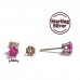 2PR017 Hearts and 4mm Lab Created Ruby Earring Set 925 Sterling Silver