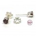 2PR010 Horses and 4mm Chocolate Brown CZ Earring Set 925 Sterling Silver