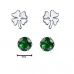 2PR024 Sterling Silver Four Leaf Clover and Green CZ Stud Earring Set