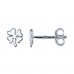 2PR024 Sterling Silver Four Leaf Clover and Green CZ Stud Earring Set