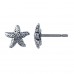 2PR009 Starfish and 4mm Champagne CZ Earring Set 925 Sterling Silver