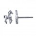 2PR010 Horses and 4mm Chocolate Brown CZ Earring Set 925 Sterling Silver