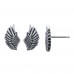 2PR020 Angel Wings and 4mm Clear CZ Earring Set 925 Sterling Silver