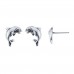2PR003 Dolphin and 4mm Sapphire Gemstone Earring Set 925 Sterling Silver
