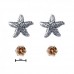 2PR009 Starfish and 4mm Champagne CZ Earring Set 925 Sterling Silver
