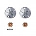 2PR007 Sand Dollar and 4mm Champagne CZ Earring Set 925 Sterling Silver