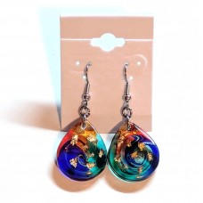 RSN001 Cosmic Swirl Multicolor Small Teardrop Earrings