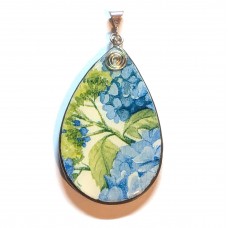CLAY202 Blue Hydrangea Reversible Pendant  