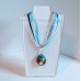 Small Teardrop Shaped Triple Seashell Pendant on Lace Necklace 2