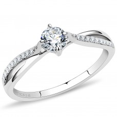 4.5mm Round Cut Clear Cubic Zirconia Twist Style Engagement Ring Stainless Steel