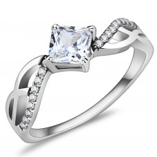 5.5mm Princess Cut Infinity Design Solitaire Engagement Ring Stainless Steel