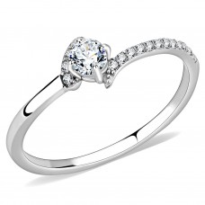 Stainless Steel Clear CZ Engagement Wedding Ring