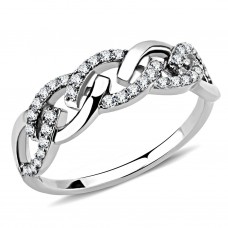 Links of Love Clear CZ Stainless Steel Anniversary Band