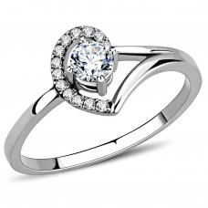 Stainless Steel Clear CZ Engagement Wedding Ring