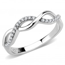 Stainless Steel Infinity Style Clear CZ Anniversary Band