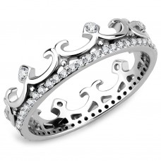 3mm Clear CZ Crown Style Anniversary Band Stainless Steel