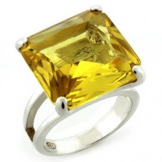 Sterling Silver Princess Cut AAA Grade Yellow CZ Ring