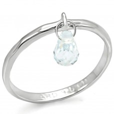 Aquamarine Briolette Drop Sterling Silver Gemstone Ring