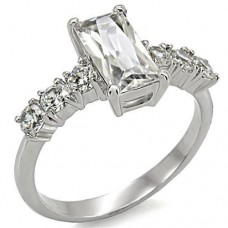 Stainless Steel Rectangular Cut Engagement Wedding Ring