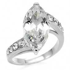 18x9mm Marquis Cut Clear CZ Engagement Wedding Cocktail Ring Stainless Steel