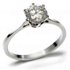 7mm Round Cut Clear CZ Simple Engagement Wedding Ring Stainless Steel