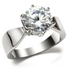 9.5mm Clear CZ Engagement Wedding Ring Stainless Steel