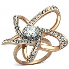Rose Gold Plated Clear CZ Package Bow Style Cocktail Ring