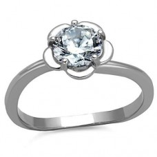 Stainless Steel Clear CZ Wedding Engagement Ring