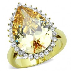 Gold Plated Yellow Teardrop CZ Halo Cocktail Ring