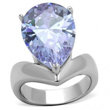 Stainless Steel Lavender Teardrop CZ Cocktail Ring