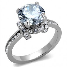 Stainless Steel Clear CZ Wedding Engagement Ring