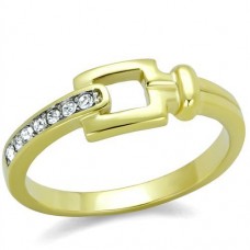 Gold Plated Clear Crystal Buckle Style Modern Ring