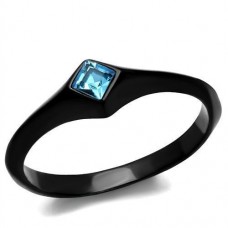 Black Plated Sky Blue Crystal Ring