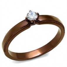 Brown Plated Clear CZ Wedding Engagement Ring