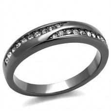 Gunmetal Plated Clear Crystal Band Ring
