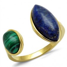 IP Gold Plated Semi Precious Stones Open Shank Ring