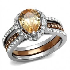 Two Tone Light Coffee and Light Black Plated Stainless Steel Ring