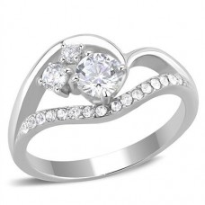 High Polish Clear CZ Engagement Wedding Ring
