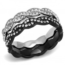 Two Tone IP Black and High Polish Stainless Steel Ring Set