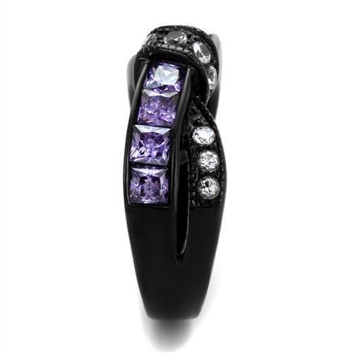 Lila und klare Kristall Knoten Ring Edelstahl TK316 - Bild 5 von 17
