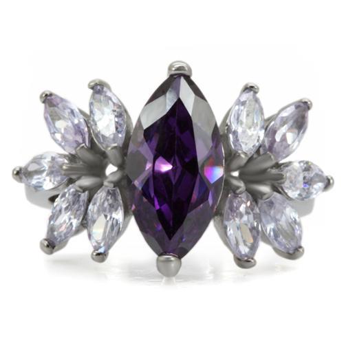 Royal Purple Marquis Cut CZ Ring Februar Geburtsstein Edelstahl TK316 - Bild 4 von 25