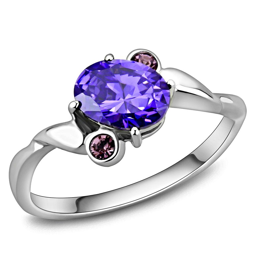 Royal Purple Oval Cut CZ Ring with a Twist Edelstahl TK316 - Bild 2 von 17