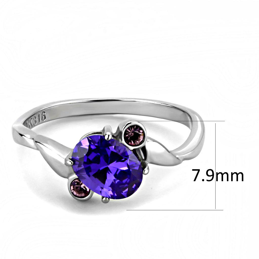 Royal Purple Oval Cut CZ Ring with a Twist Edelstahl TK316 - Bild 3 von 17