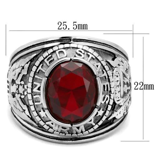US Army Stainless Steel Red Crystal Mens Ring TK316 | eBay
